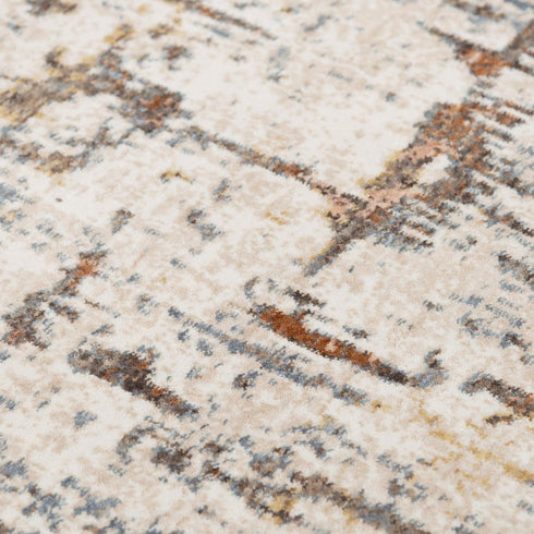 8' Ivory Brown And Gray Abstract Hand Carved Handmade Area Rug