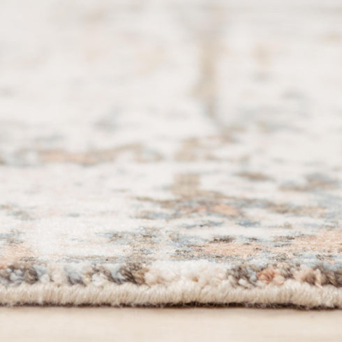 8' Ivory Brown And Gray Abstract Hand Carved Handmade Area Rug