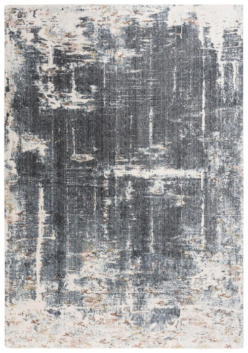 5' X 8' Blue And Gray Abstract Hand Carved Handmade Area Rug