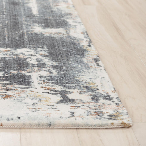 5' X 8' Blue And Gray Abstract Hand Carved Handmade Area Rug