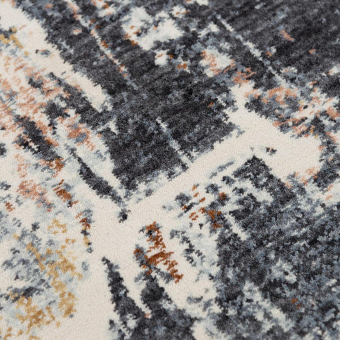 5' X 8' Blue And Gray Abstract Hand Carved Handmade Area Rug