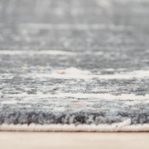 5' X 8' Blue And Gray Abstract Hand Carved Handmade Area Rug
