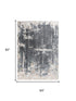 5' X 8' Blue And Gray Abstract Hand Carved Handmade Area Rug
