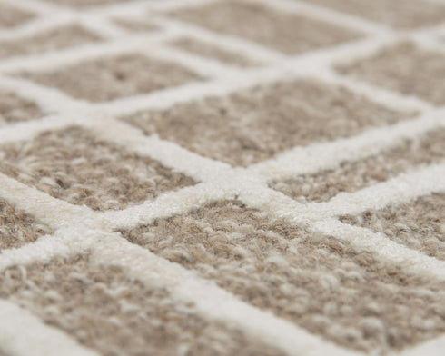 9' X 12' Brown Natural And Ivory Wool Geometric Hand Tufted Area Rug