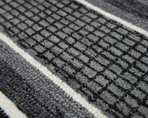 9' X 12' Charcoal And Gray Wool Striped Hand Tufted Area Rug