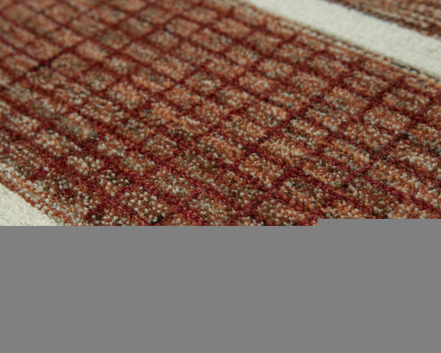 8' Rust And Orange Wool Striped Hand Tufted Area Rug