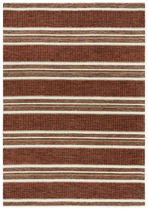 9' X 12' Rust And Orange Wool Striped Hand Tufted Area Rug