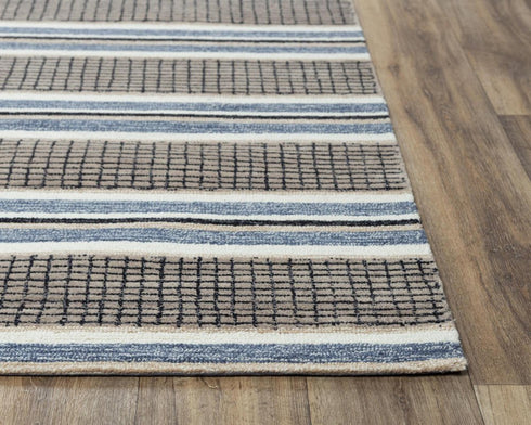8' X 10' Brown And Gray Wool Striped Hand Tufted Area Rug