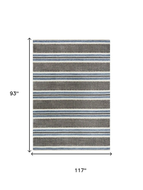 8' X 10' Brown And Gray Wool Striped Hand Tufted Area Rug