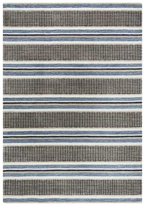 9' X 12' Brown And Gray Wool Striped Hand Tufted Area Rug