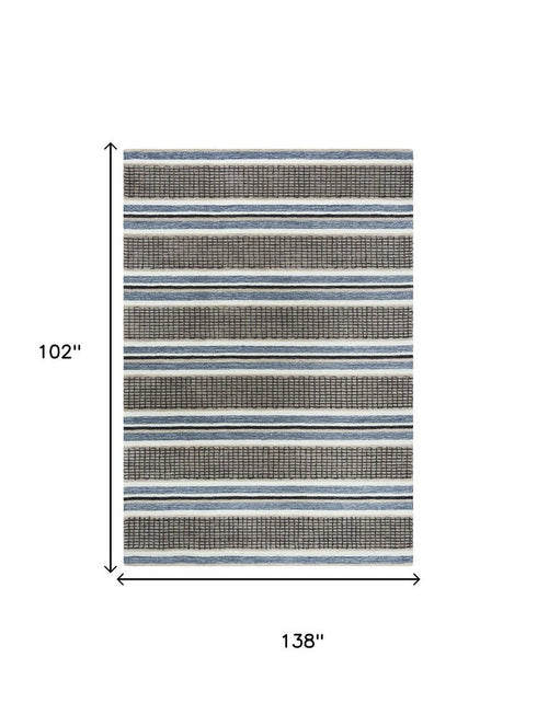 9' X 12' Brown And Gray Wool Striped Hand Tufted Area Rug