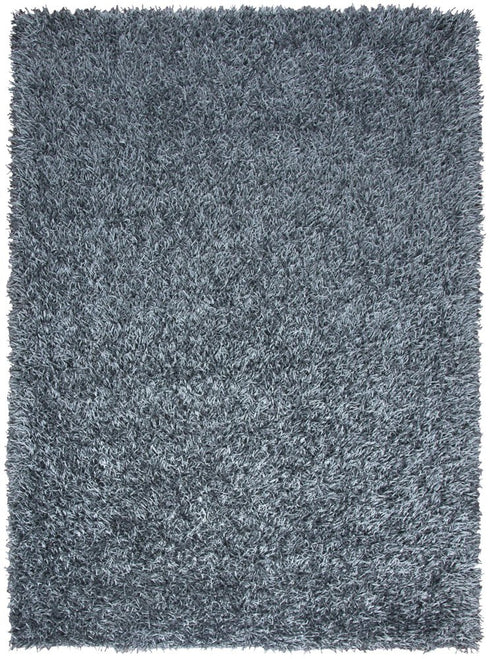 6' X 9' Gray And Blue Shag Hand Tufted Area Rug