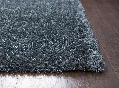 6' X 9' Gray And Blue Shag Hand Tufted Area Rug