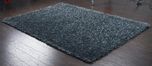 6' X 9' Gray And Blue Shag Hand Tufted Area Rug