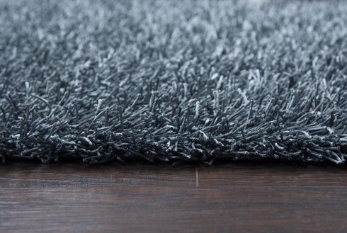 6' X 9' Gray And Blue Shag Hand Tufted Area Rug
