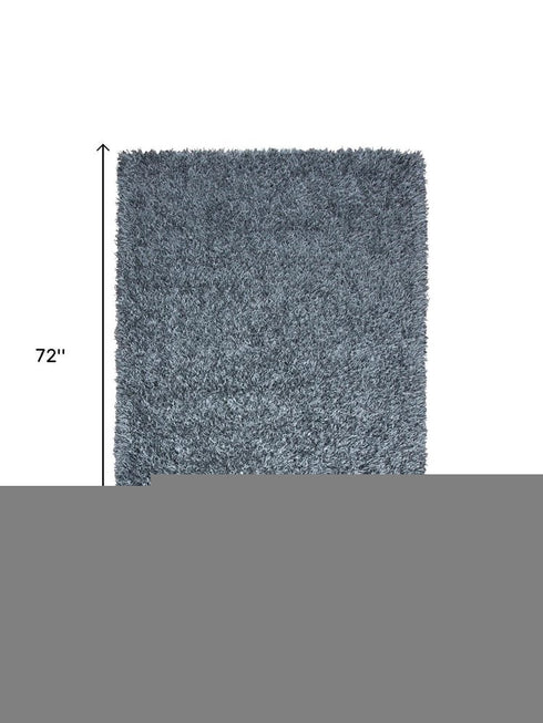 6' X 9' Gray And Blue Shag Hand Tufted Area Rug