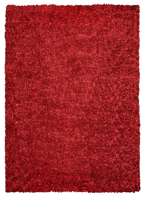 8' X 10' Red And Natural Shag Hand Tufted Area Rug