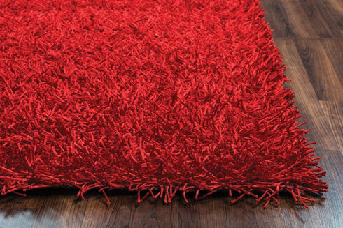 8' X 10' Red And Natural Shag Hand Tufted Area Rug
