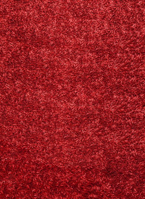 8' X 10' Red And Natural Shag Hand Tufted Area Rug