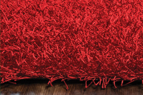 8' X 10' Red And Natural Shag Hand Tufted Area Rug