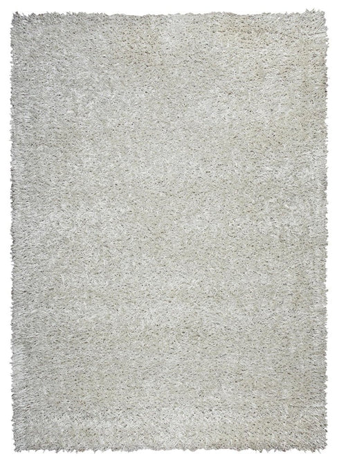 8' X 10' White And Natural Shag Hand Tufted Area Rug