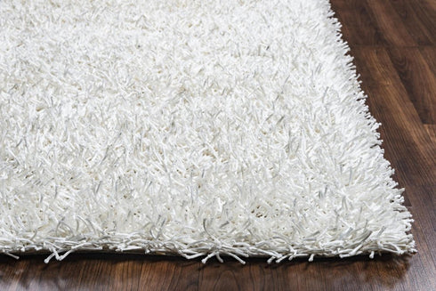 8' X 10' White And Natural Shag Hand Tufted Area Rug