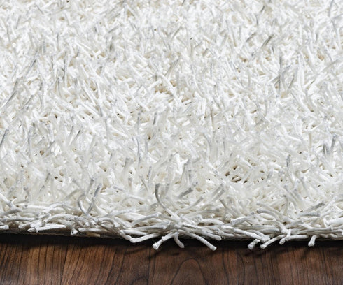 8' X 10' White And Natural Shag Hand Tufted Area Rug