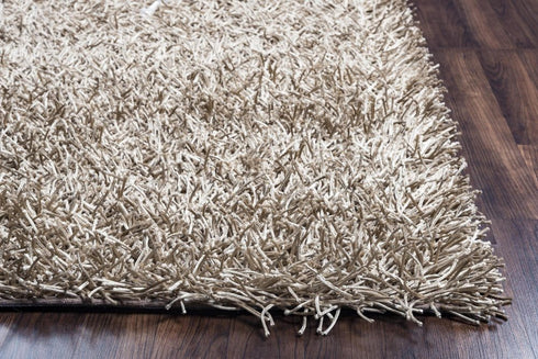6' X 9' Silver And Gray Shag Hand Tufted Area Rug