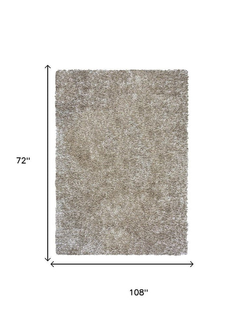 6' X 9' Silver And Gray Shag Hand Tufted Area Rug