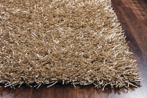 8' X 10' Tan Brown And Natural Shag Hand Tufted Area Rug