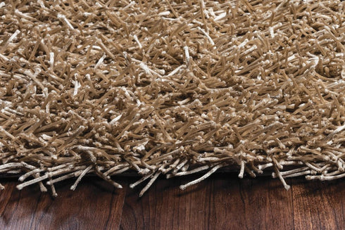8' X 10' Tan Brown And Natural Shag Hand Tufted Area Rug