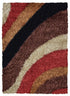 8' X 10' Red Orange Brown And Cream Abstract Shag Hand Tufted Area Rug
