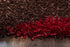 8' X 10' Red Orange Brown And Cream Abstract Shag Hand Tufted Area Rug