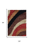 8' X 10' Red Orange Brown And Cream Abstract Shag Hand Tufted Area Rug