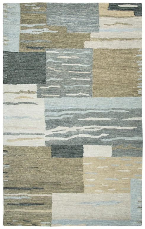 7' X 10' Beige And Natural Wool Abstract Hand Tufted Area Rug