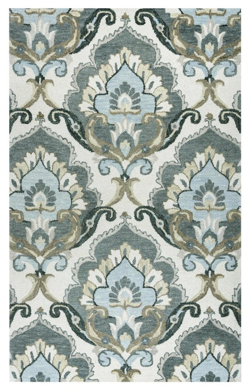 9' X 12' Beige And Natural Wool Floral Hand Tufted Area Rug