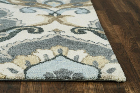 9' X 12' Beige And Natural Wool Floral Hand Tufted Area Rug