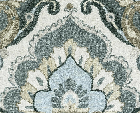 9' X 12' Beige And Natural Wool Floral Hand Tufted Area Rug