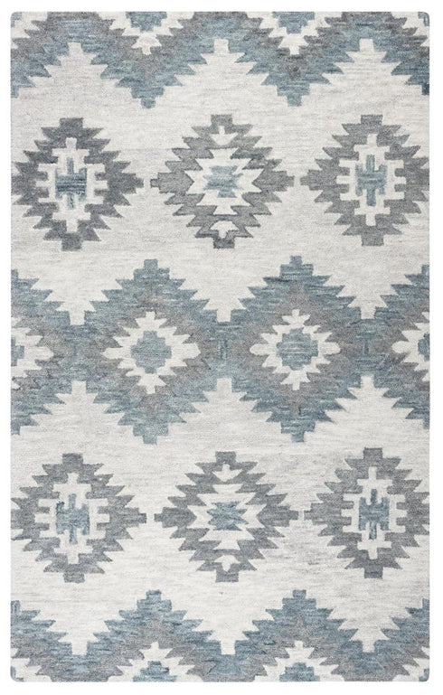 9' X 12' Ivory And Gray Wool Southwestern Hand Tufted Area Rug