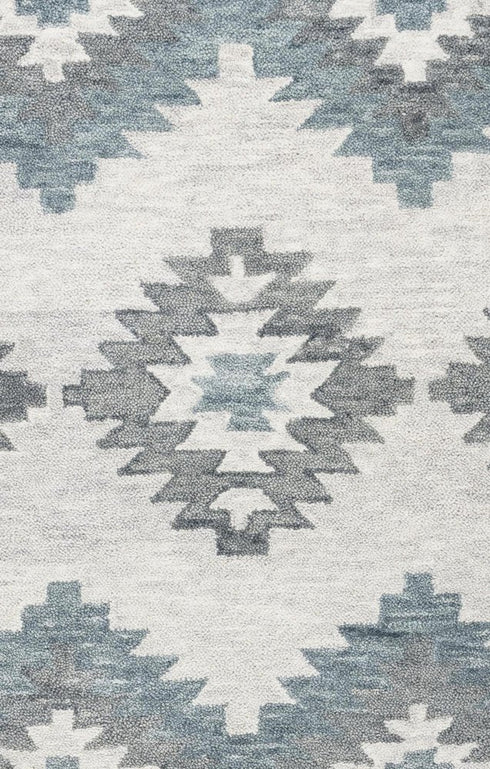 9' X 12' Ivory And Gray Wool Southwestern Hand Tufted Area Rug