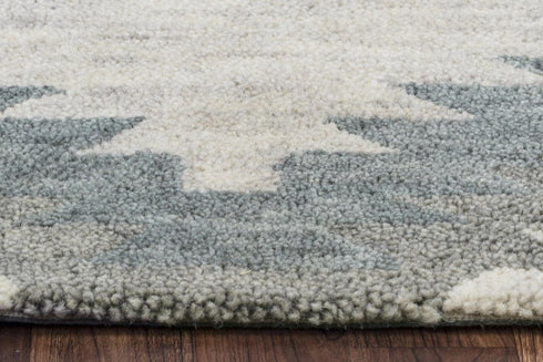 9' X 12' Ivory And Gray Wool Southwestern Hand Tufted Area Rug