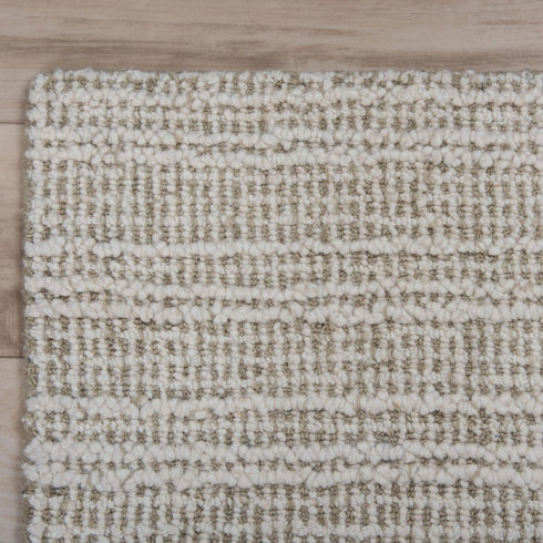 8' X 10' Green And Ivory Wool Plaid Hand Tufted Area Rug
