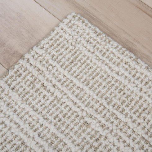9' X 12' Green And Ivory Wool Plaid Hand Tufted Area Rug