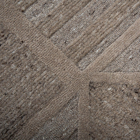 5' X 8' Brown Gray Taupe And Beige Wool Plaid Hand Tufted Area Rug