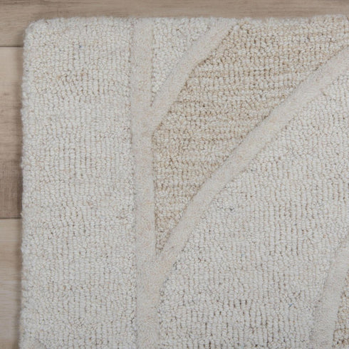 8' X 10' Ivory And Beige Wool Plaid Hand Tufted Area Rug