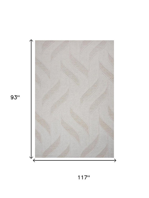8' X 10' Ivory And Beige Wool Plaid Hand Tufted Area Rug