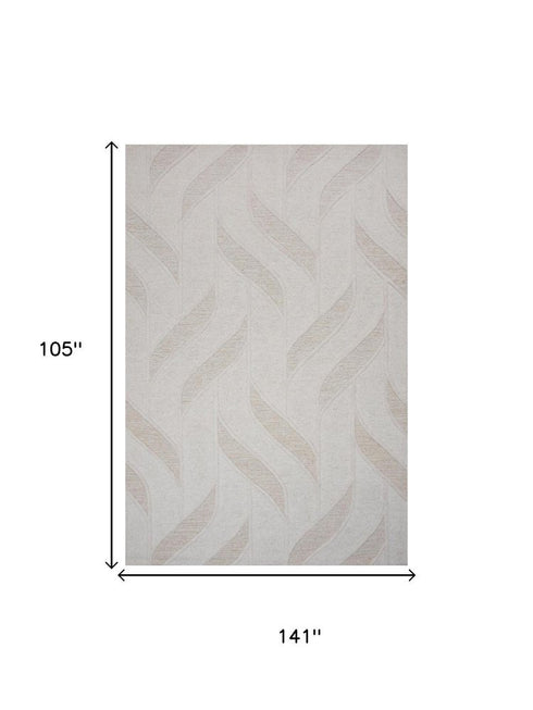 9' X 12' Ivory And Beige Wool Plaid Hand Tufted Area Rug