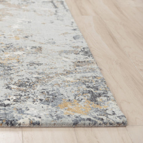 5' X 8' Blue Gray And Ivory Abstract Hand Carved Handmade Area Rug