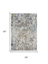 5' X 8' Blue Gray And Ivory Abstract Hand Carved Handmade Area Rug