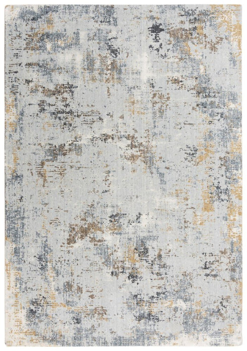 8' Blue Gray And Ivory Abstract Hand Carved Handmade Area Rug